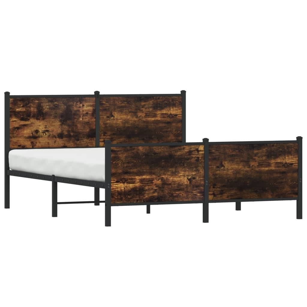 vidaXL Metallbett ohne Matratze Räuchereiche 160x200 cm