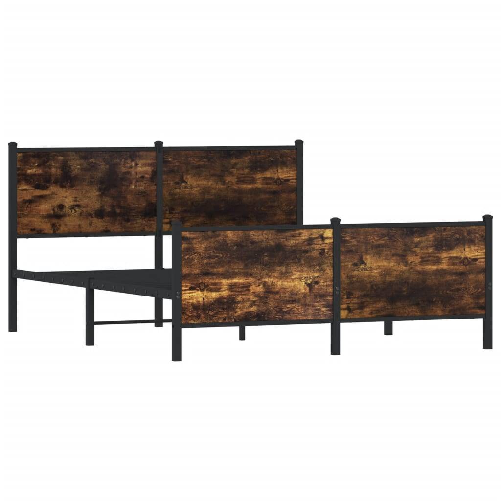 vidaXL Metallbett ohne Matratze Räuchereiche 160x200 cm