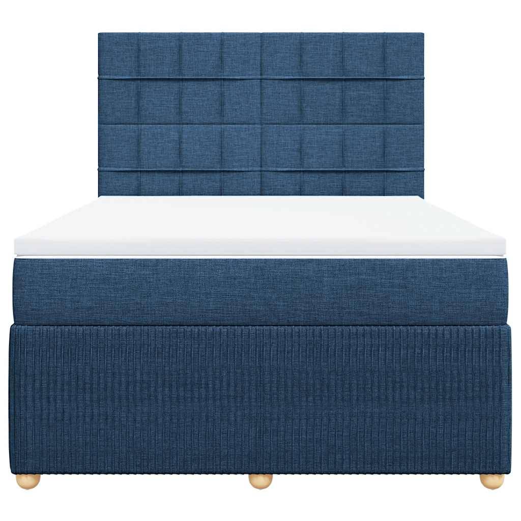 vidaXL Boxspringbett mit Matratze Blau 160x200 cm Stoff