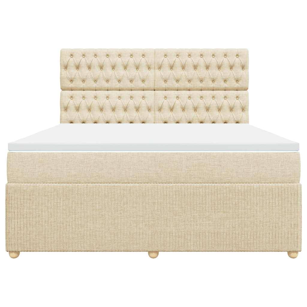vidaXL Boxspringbett mit Matratze Creme 180x200 cm Stoff