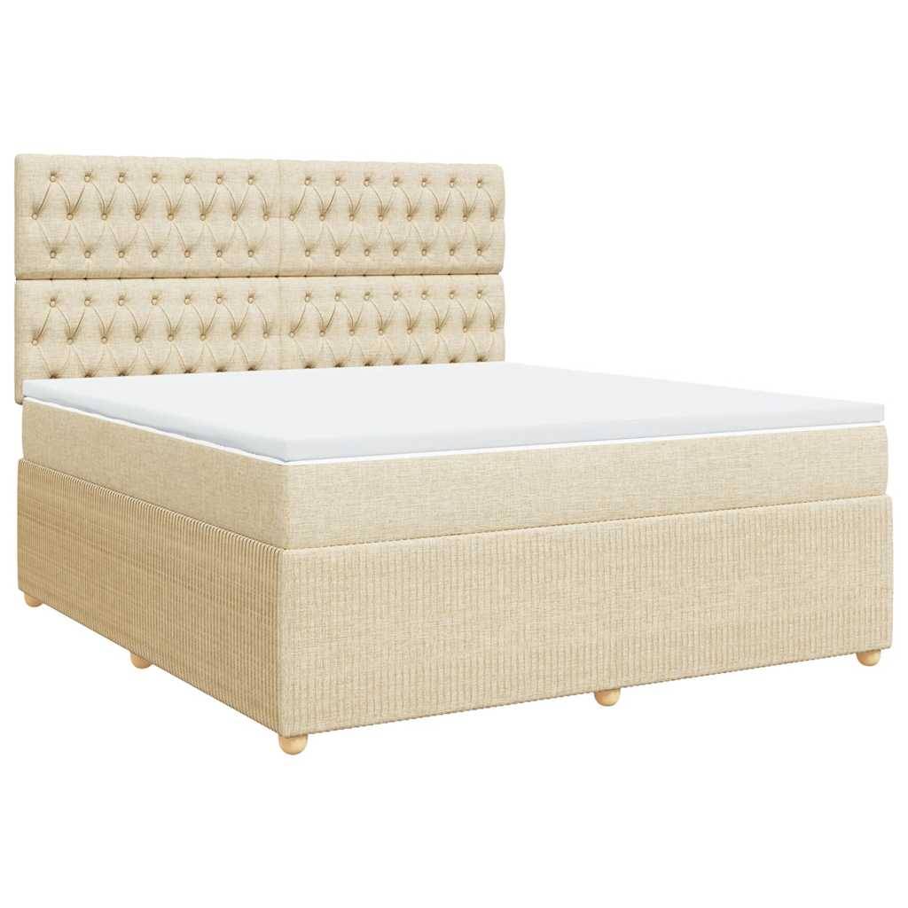 vidaXL Boxspringbett mit Matratze Creme 180x200 cm Stoff