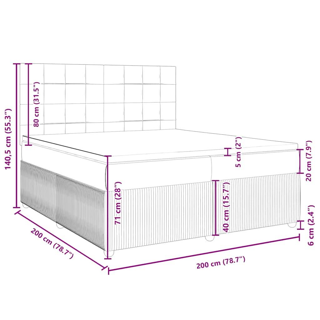 vidaXL Boxspringbett mit Matratze Dunkelgrau 200x200 cm Stoff