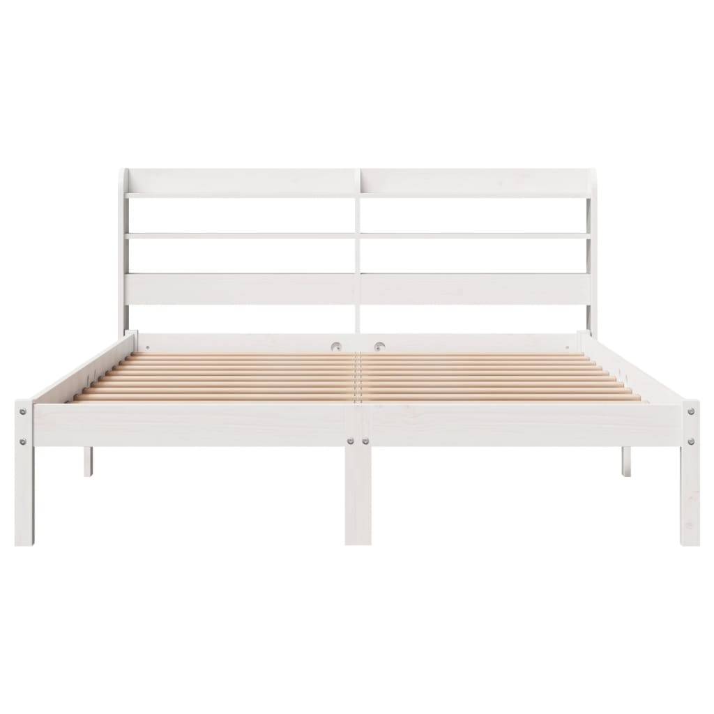 vidaXL Massivholzbett ohne Matratze Weiß 140x200 cm Kiefernholz