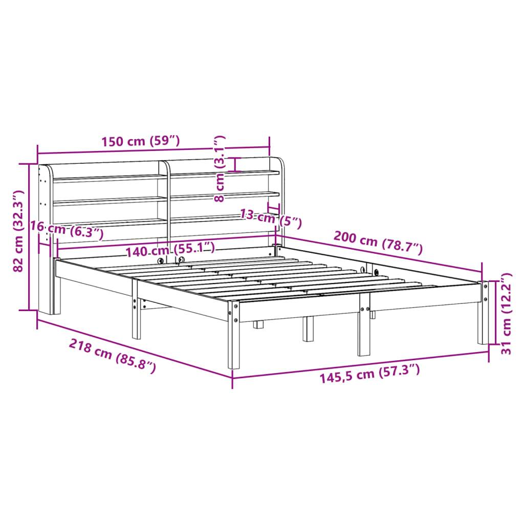 vidaXL Massivholzbett ohne Matratze Weiß 140x200 cm Kiefernholz