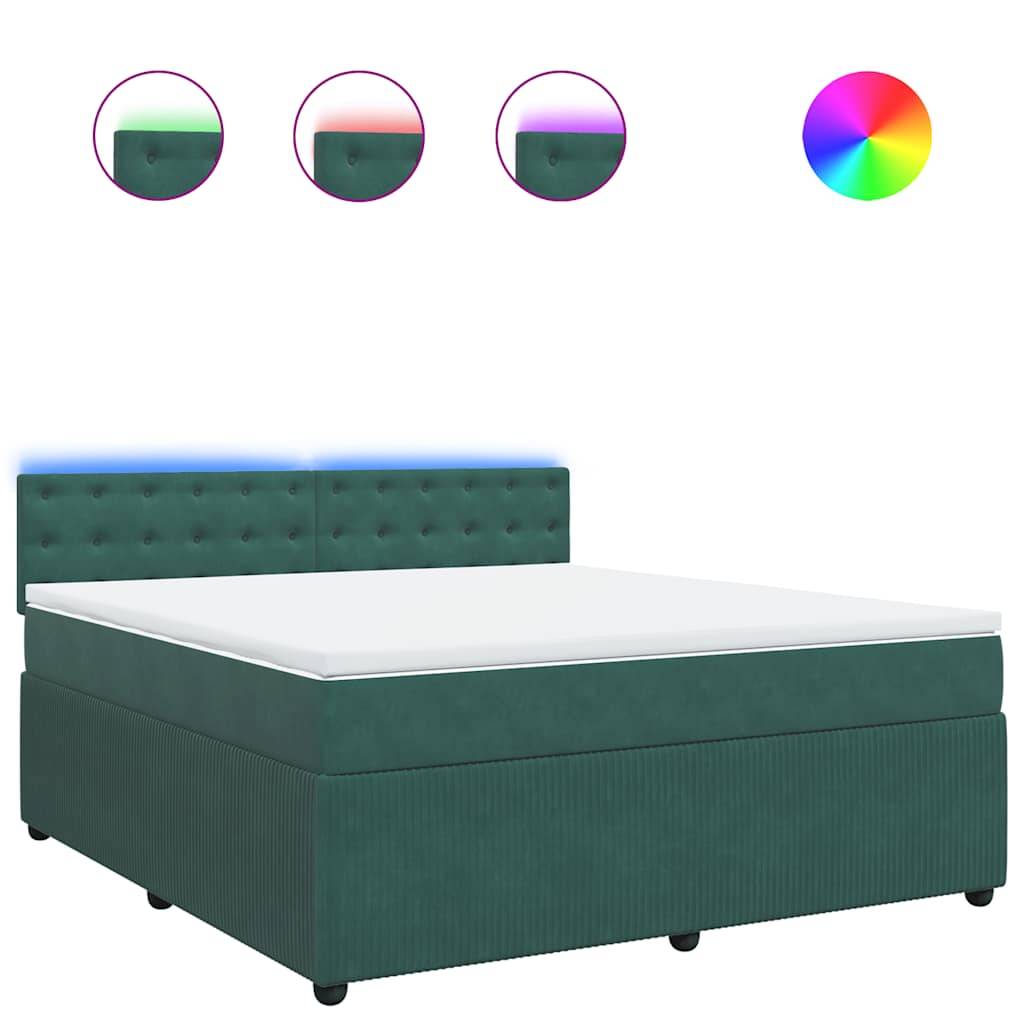 vidaXL Boxspringbett mit Matratze Dunkelgrün 180x200 cm Samt