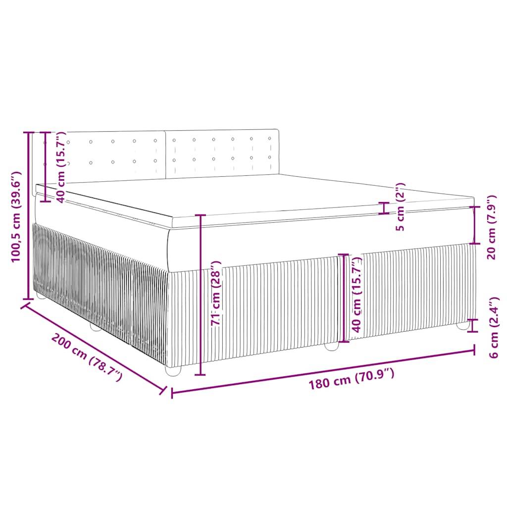 vidaXL Boxspringbett mit Matratze Dunkelgrün 180x200 cm Samt