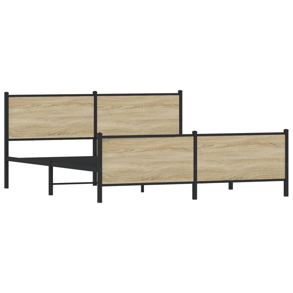 vidaXL Metallbett ohne Matratze Sonoma-Eiche 180x200 cm
