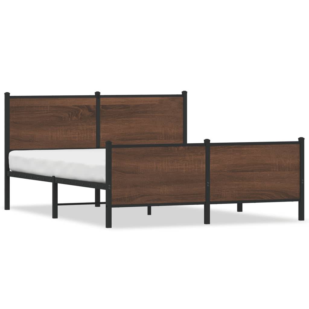vidaXL Metallbett ohne Matratze Braun Eichen-Optik 160x200 cm