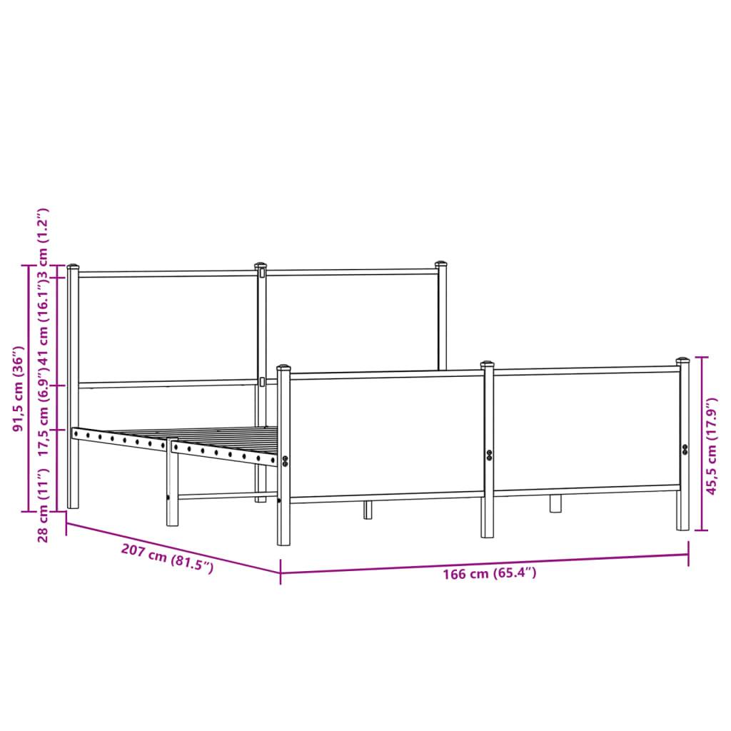 vidaXL Metallbett ohne Matratze Braun Eichen-Optik 160x200 cm