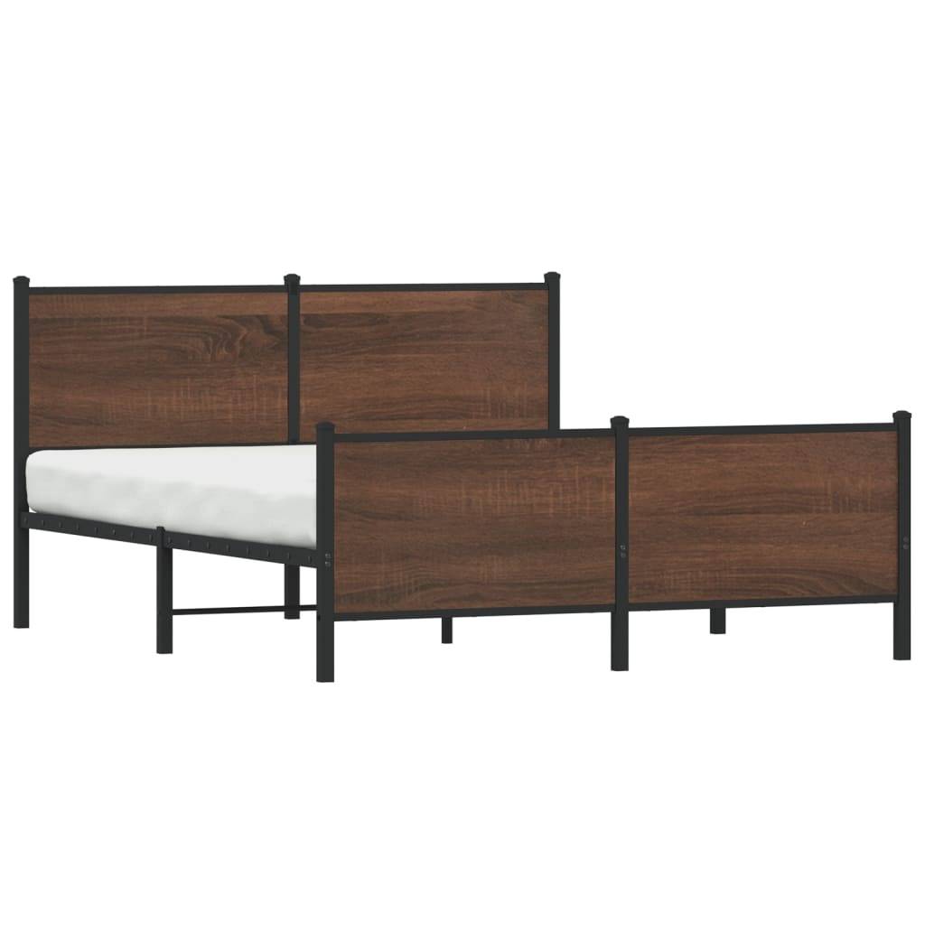 vidaXL Metallbett ohne Matratze Braun Eichen-Optik 160x200 cm