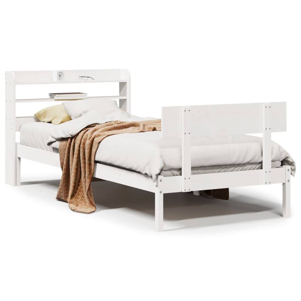 vidaXL Massivholzbett ohne Matratze Weiß 90x190 cm Kiefernholz