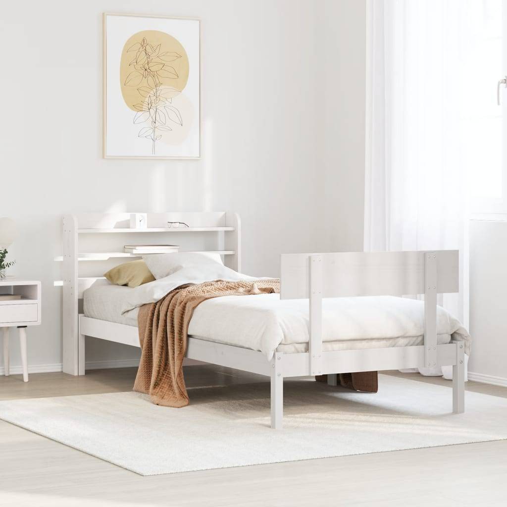 vidaXL Massivholzbett ohne Matratze Weiß 90x190 cm Kiefernholz