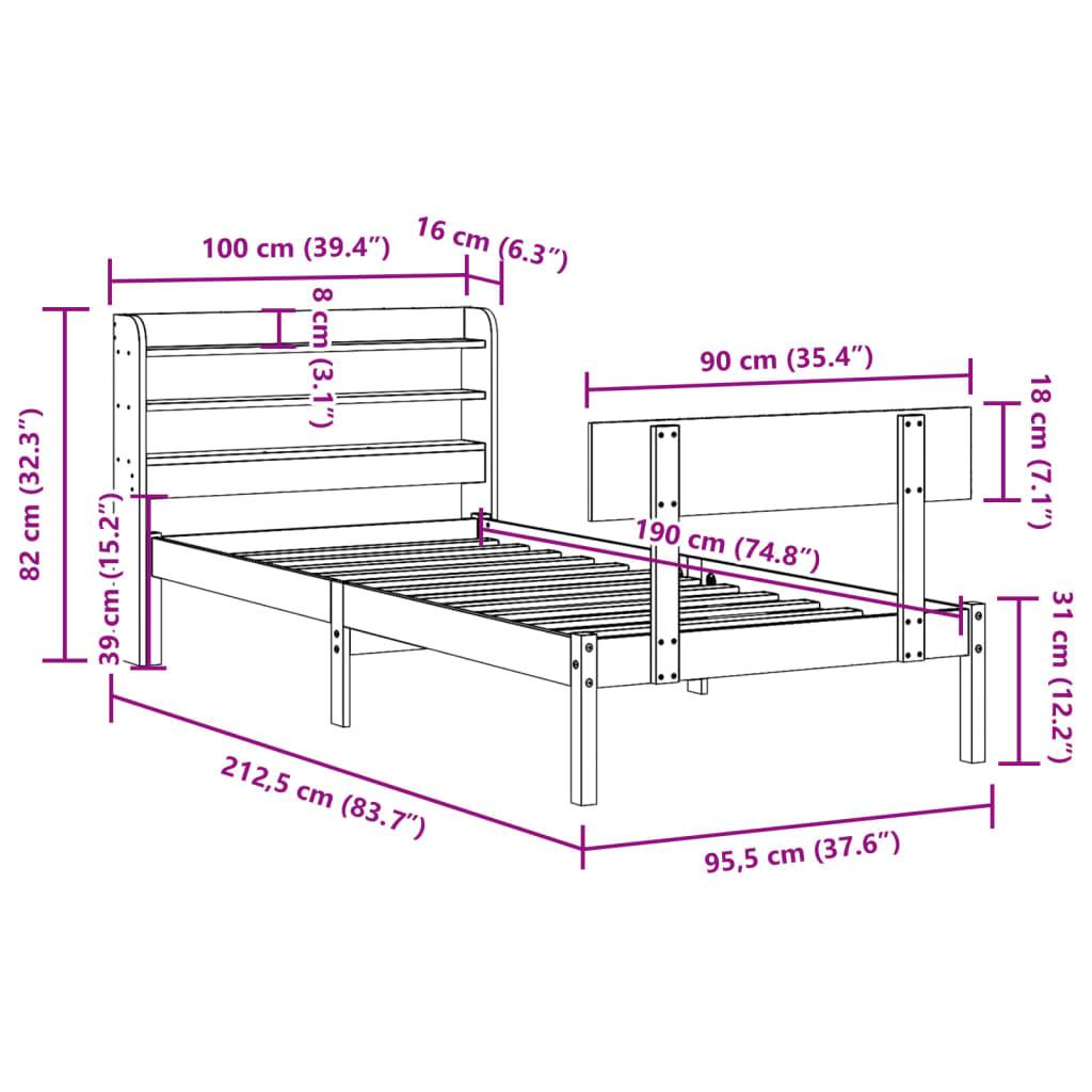 vidaXL Massivholzbett ohne Matratze Weiß 90x190 cm Kiefernholz