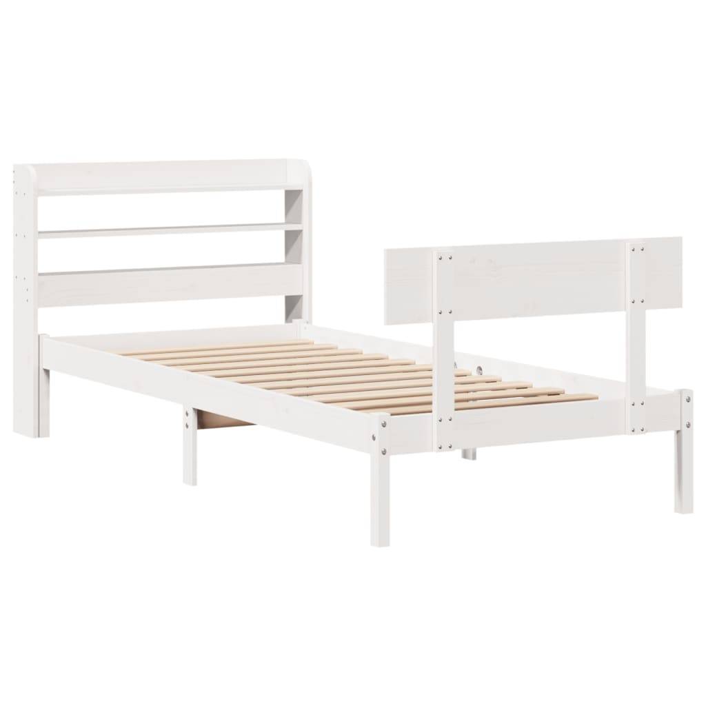 vidaXL Massivholzbett ohne Matratze Weiß 90x190 cm Kiefernholz