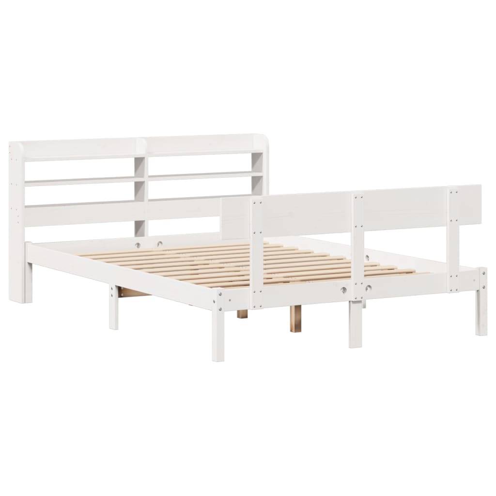 vidaXL Massivholzbett ohne Matratze Weiß 160x200 Kiefernholz