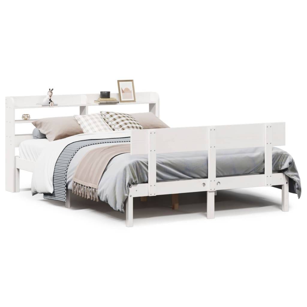 vidaXL Massivholzbett ohne Matratze Weiß 160x200 Kiefernholz