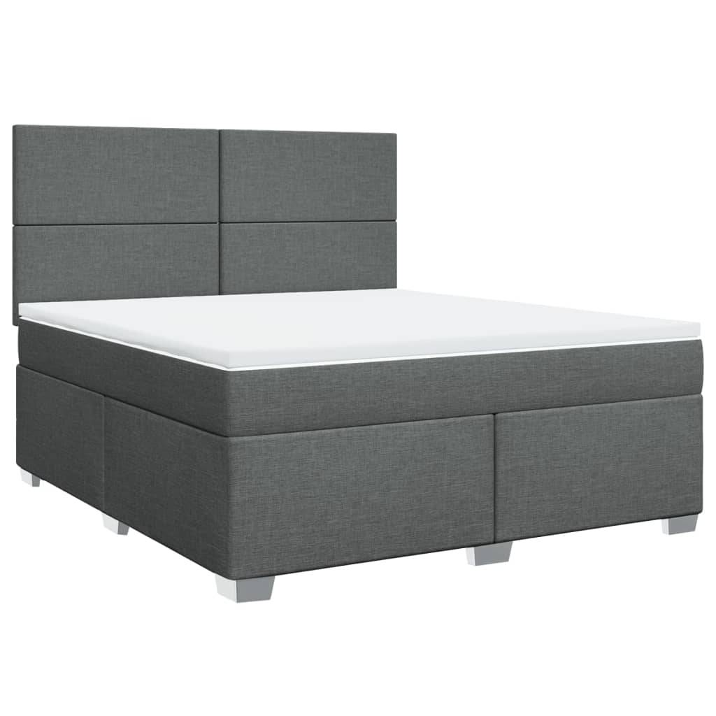 vidaXL Boxspringbett mit Matratze Dunkelgrau 180x200 cm Stoff