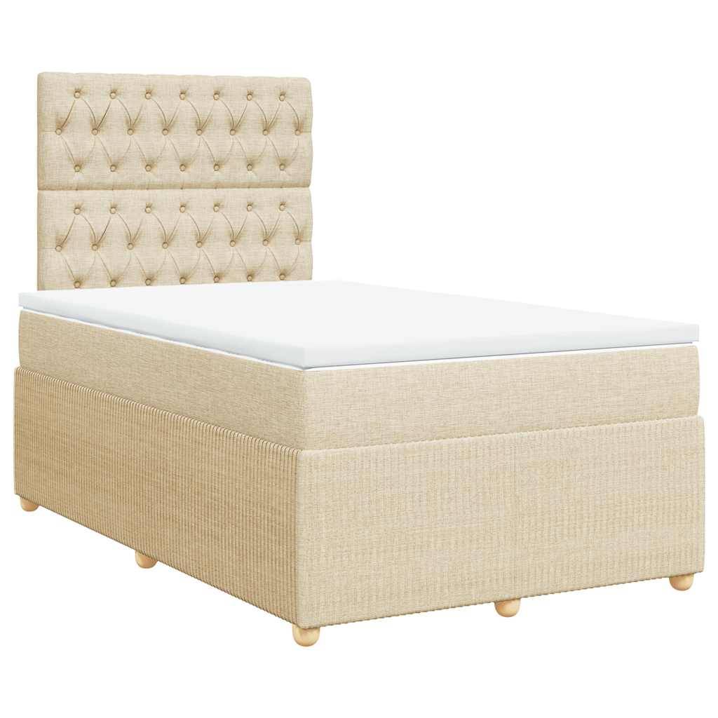 vidaXL Boxspringbett mit Matratze Creme 120x200 cm Stoff