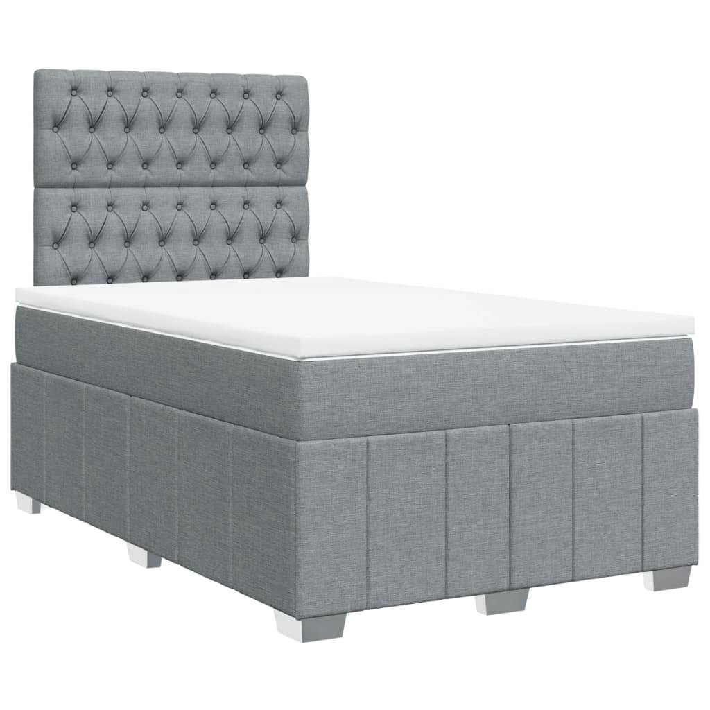 vidaXL Boxspringbett mit Matratze Hellgrau 120x200 cm Stoff
