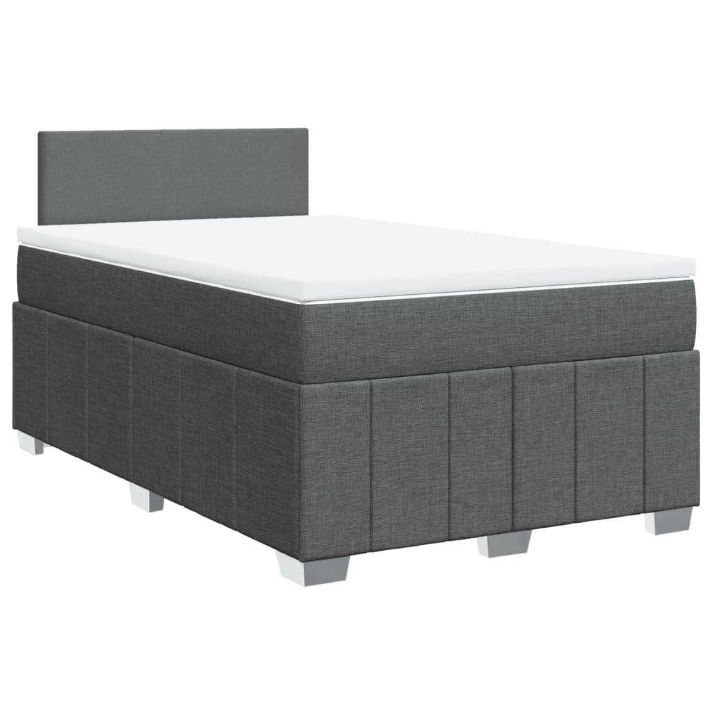 vidaXL Boxspringbett mit Matratze Dunkelgrau 120x200 cm Stoff