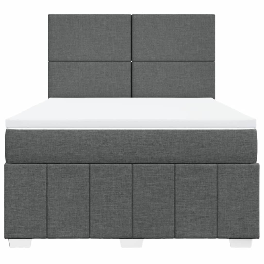 vidaXL Boxspringbett mit Matratze Dunkelgrau 160x200 cm Stoff