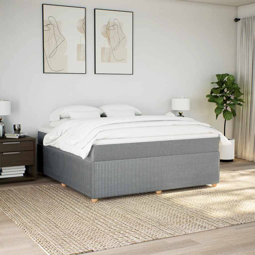 vidaXL Boxspringbett mit Matratze Hellgrau 180x200 cm Stoff