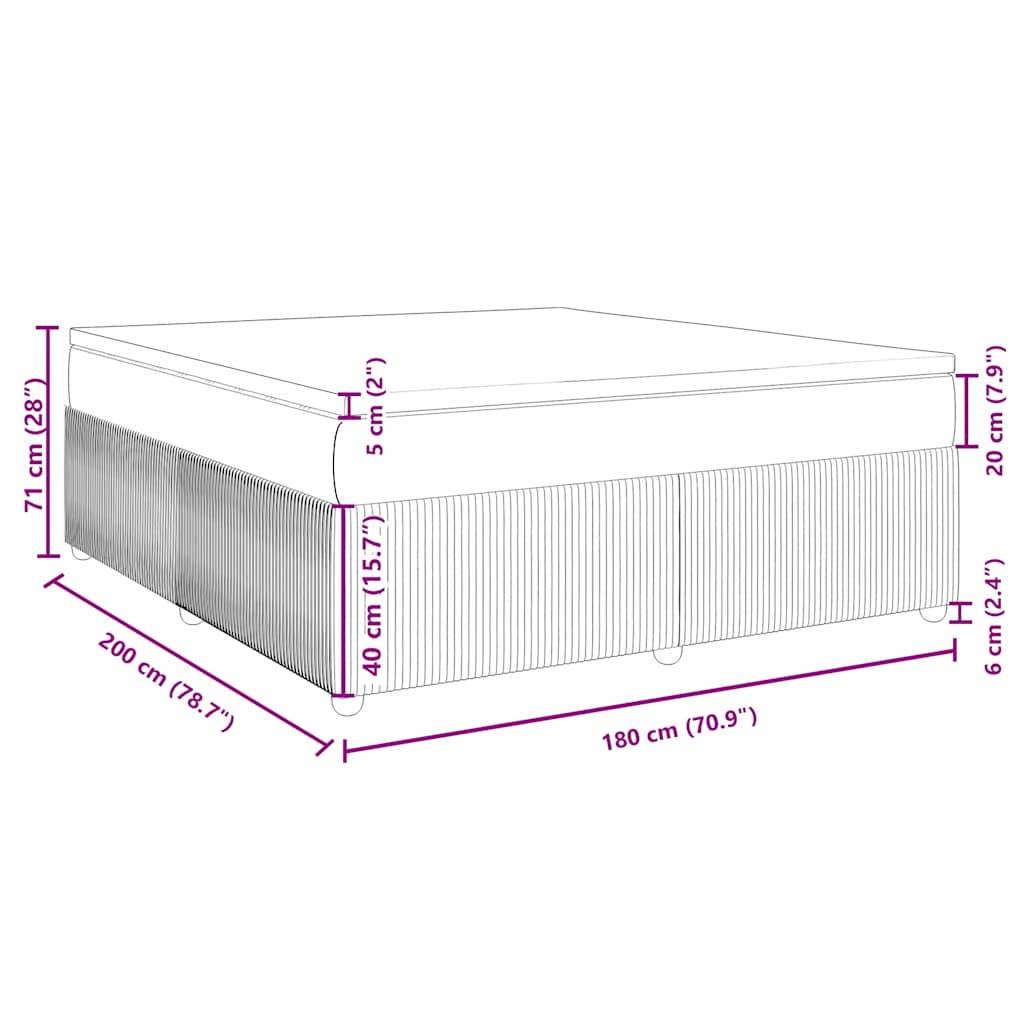 vidaXL Boxspringbett mit Matratze Hellgrau 180x200 cm Stoff