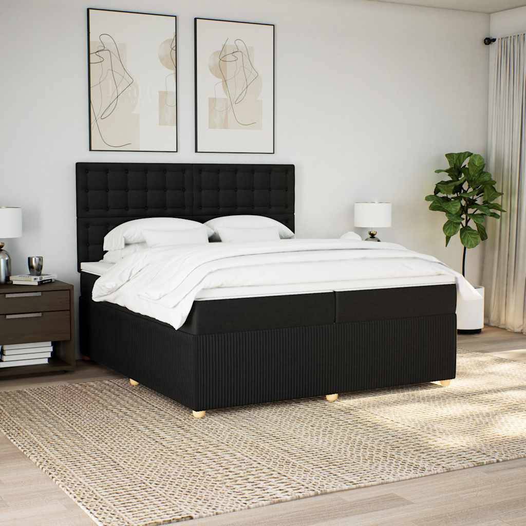 vidaXL Boxspringbett mit Matratze Schwarz 200x200 cm Stoff