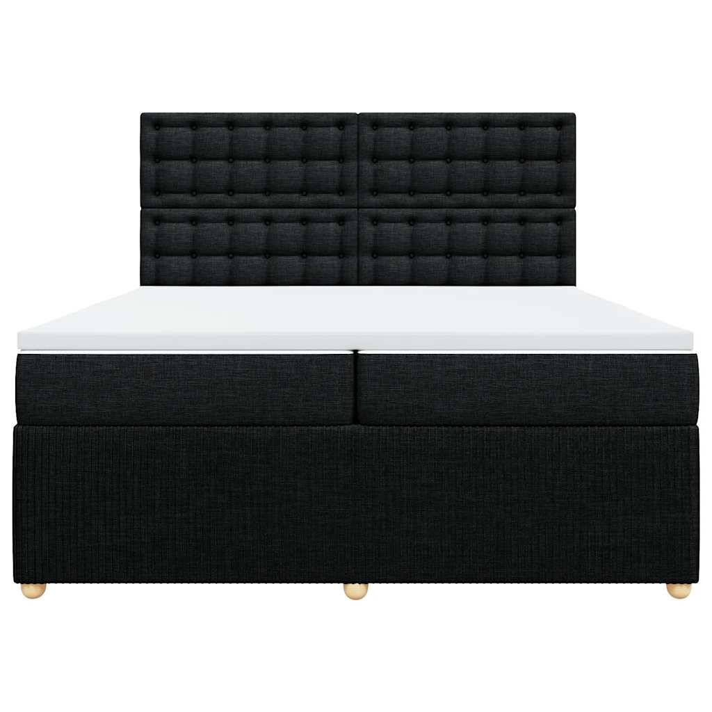 vidaXL Boxspringbett mit Matratze Schwarz 200x200 cm Stoff
