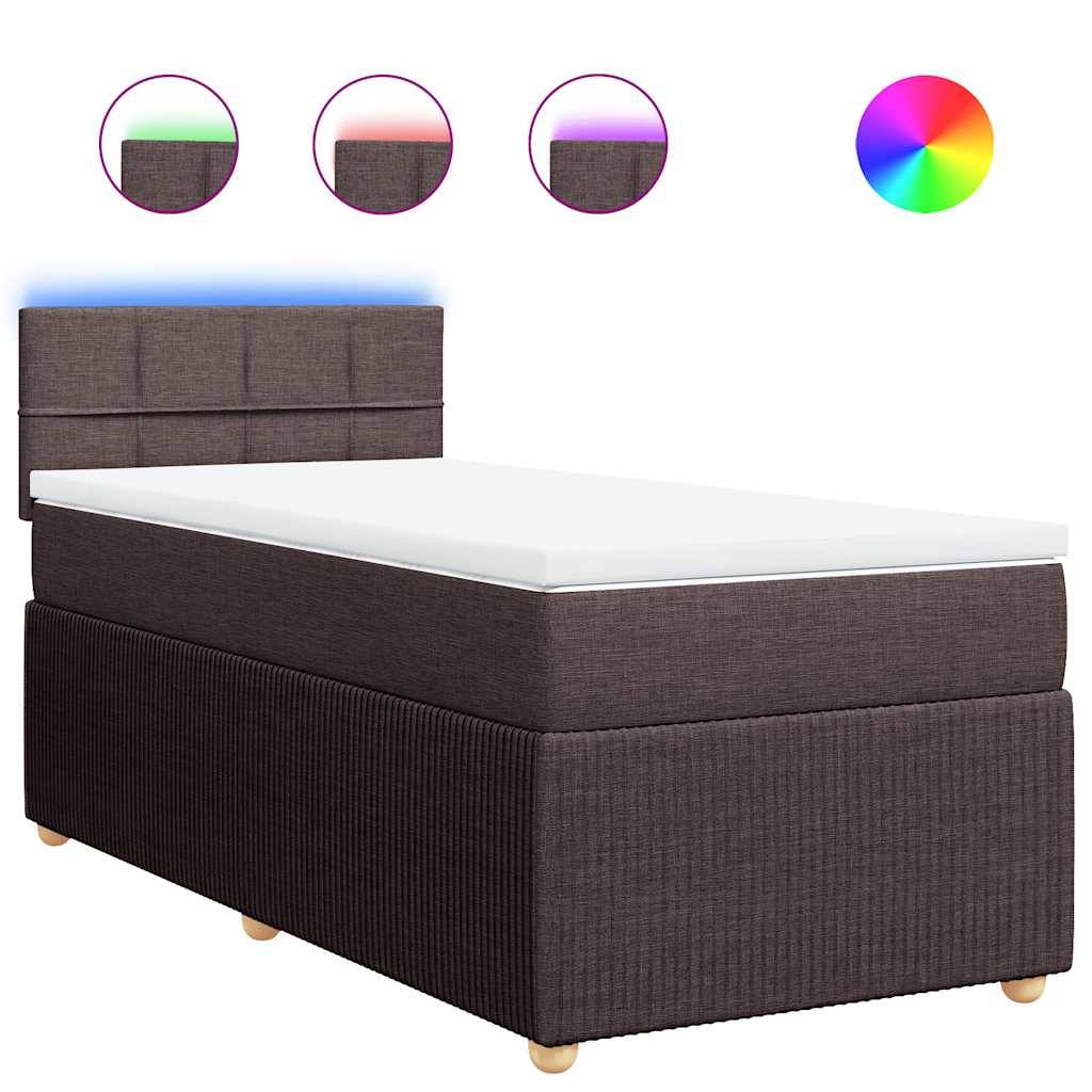 vidaXL Boxspringbett mit Matratze Dunkelbraun 100x200 cm Stoff