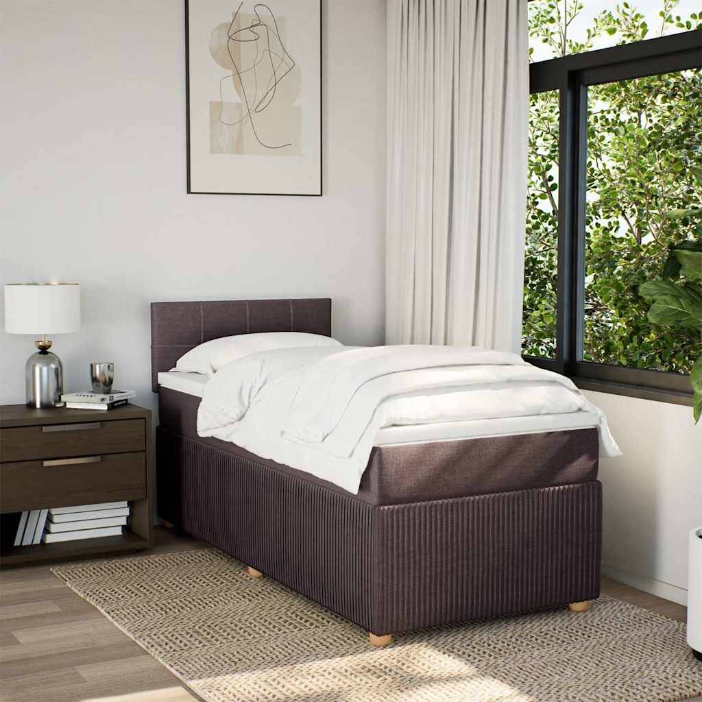 vidaXL Boxspringbett mit Matratze Dunkelbraun 100x200 cm Stoff