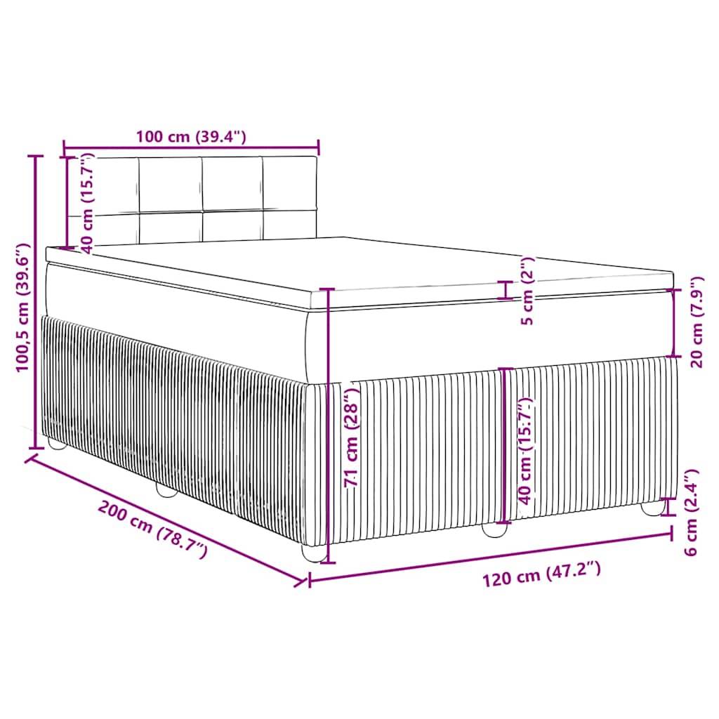 vidaXL Boxspringbett mit Matratze Blau 120x200 cm Samt