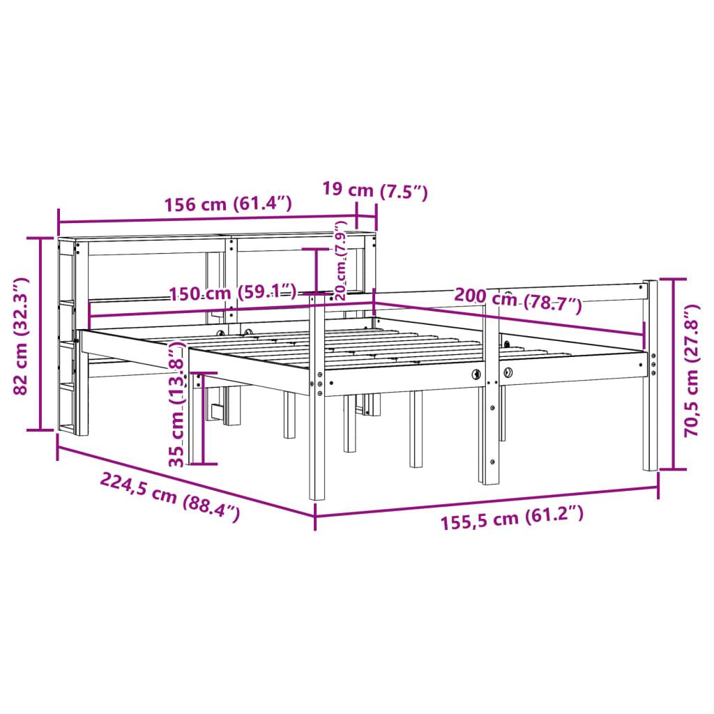vidaXL Bettgestell mit Kopfteil ohne Matratze Wachsbraun 150x200 cm