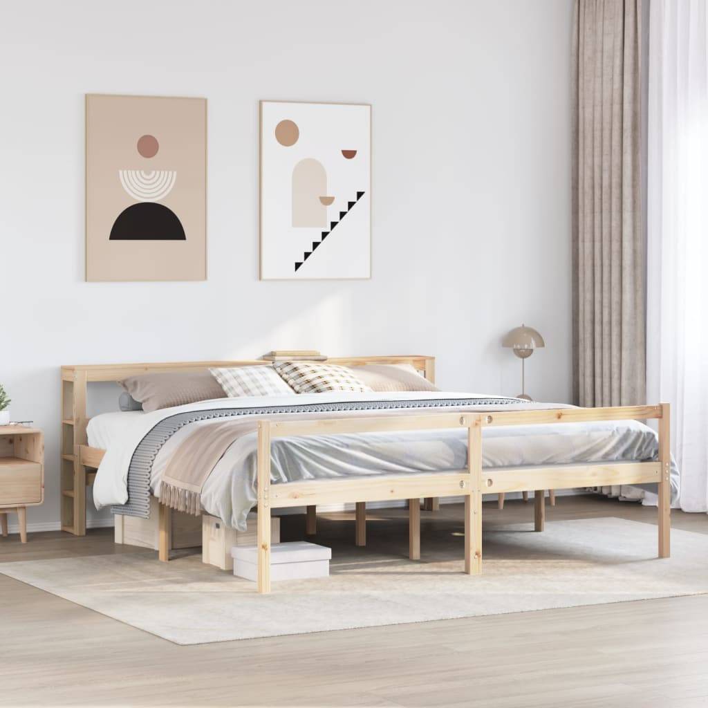 vidaXL Seniorenbett mit Kopfteil 200x200 cm Massivholz Kiefer