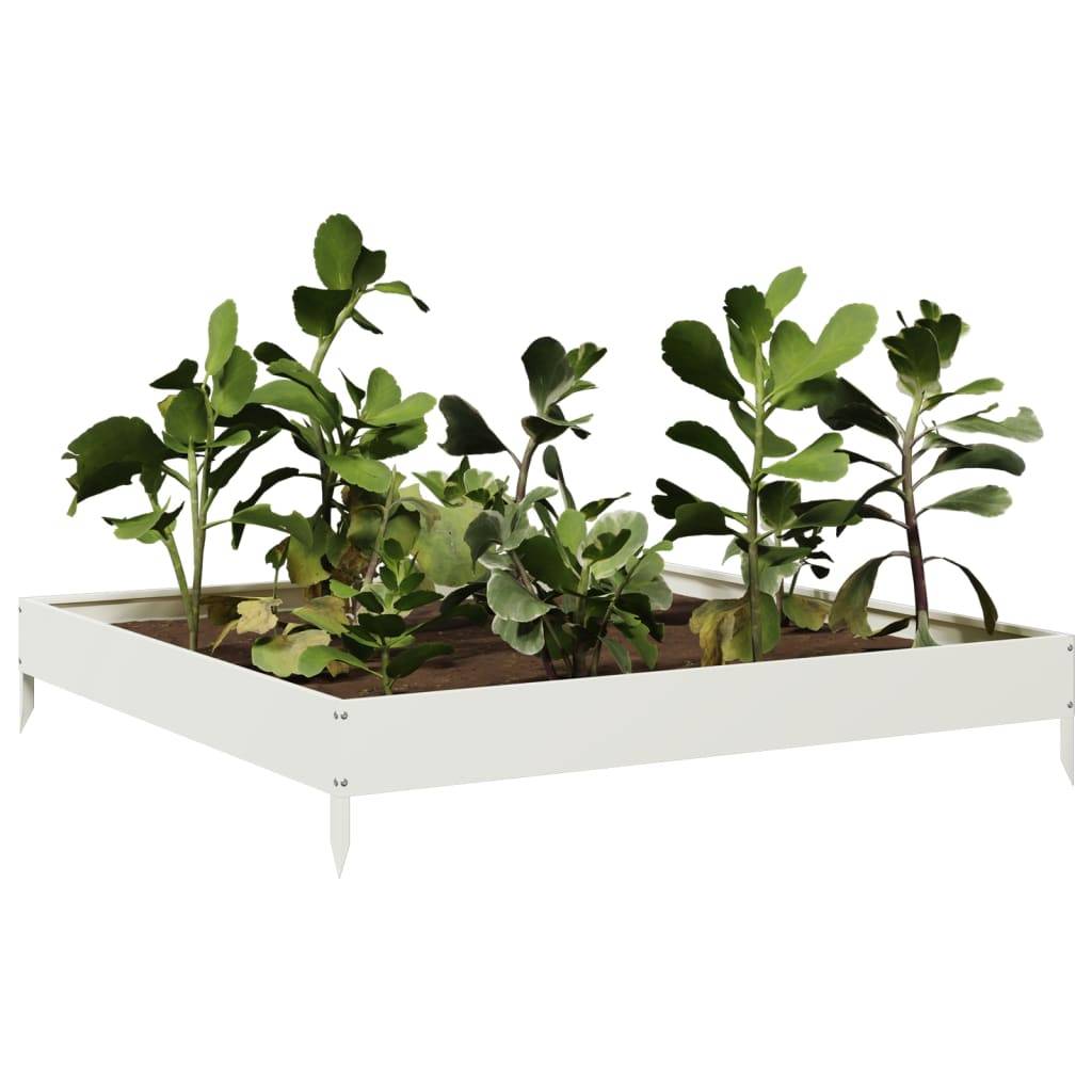vidaXL Hochbeet Weiß 100x100x18,5 cm Stahl