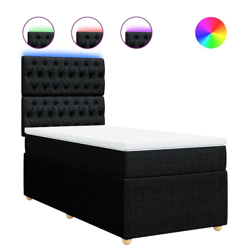 vidaXL Boxspringbett mit Matratze Schwarz 80x200 cm Stoff