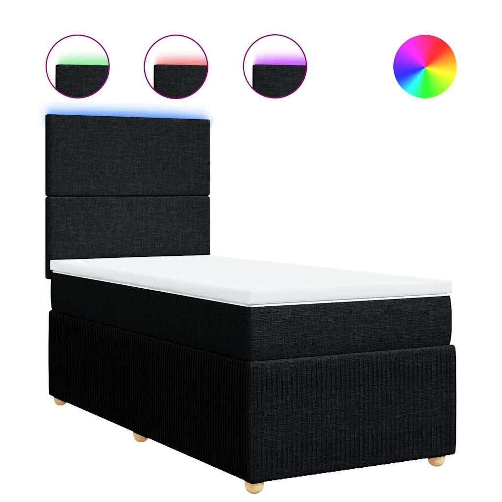 vidaXL Boxspringbett mit Matratze Schwarz 90x190 cm Stoff