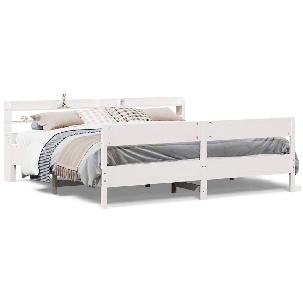 vidaXL Massivholzbett ohne Matratze Weiß 200x200 cm Kiefernholz