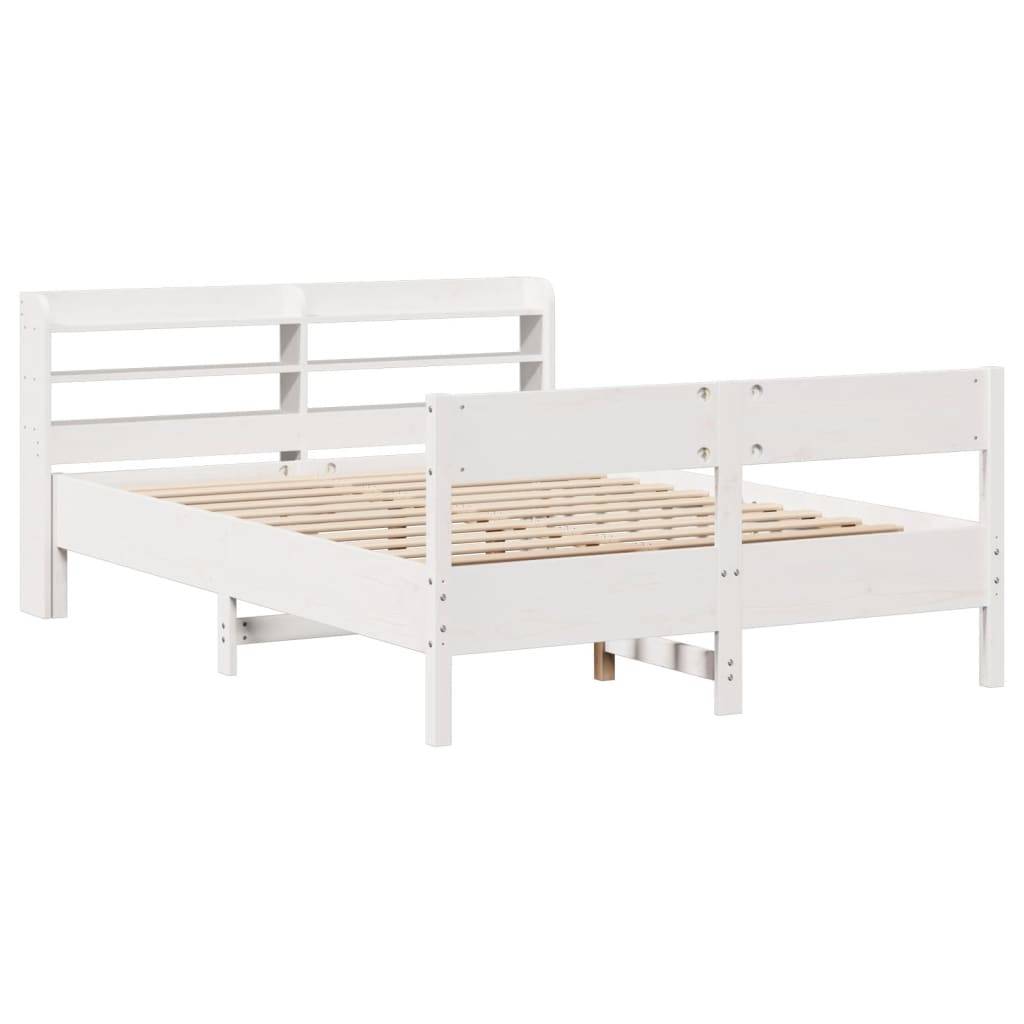 vidaXL Massivholzbett ohne Matratze Weiß 160x200 Kiefernholz