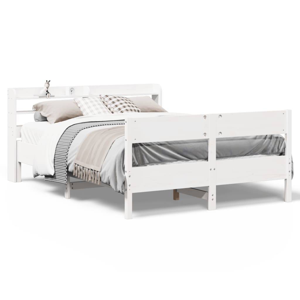 vidaXL Massivholzbett ohne Matratze Weiß 160x200 Kiefernholz