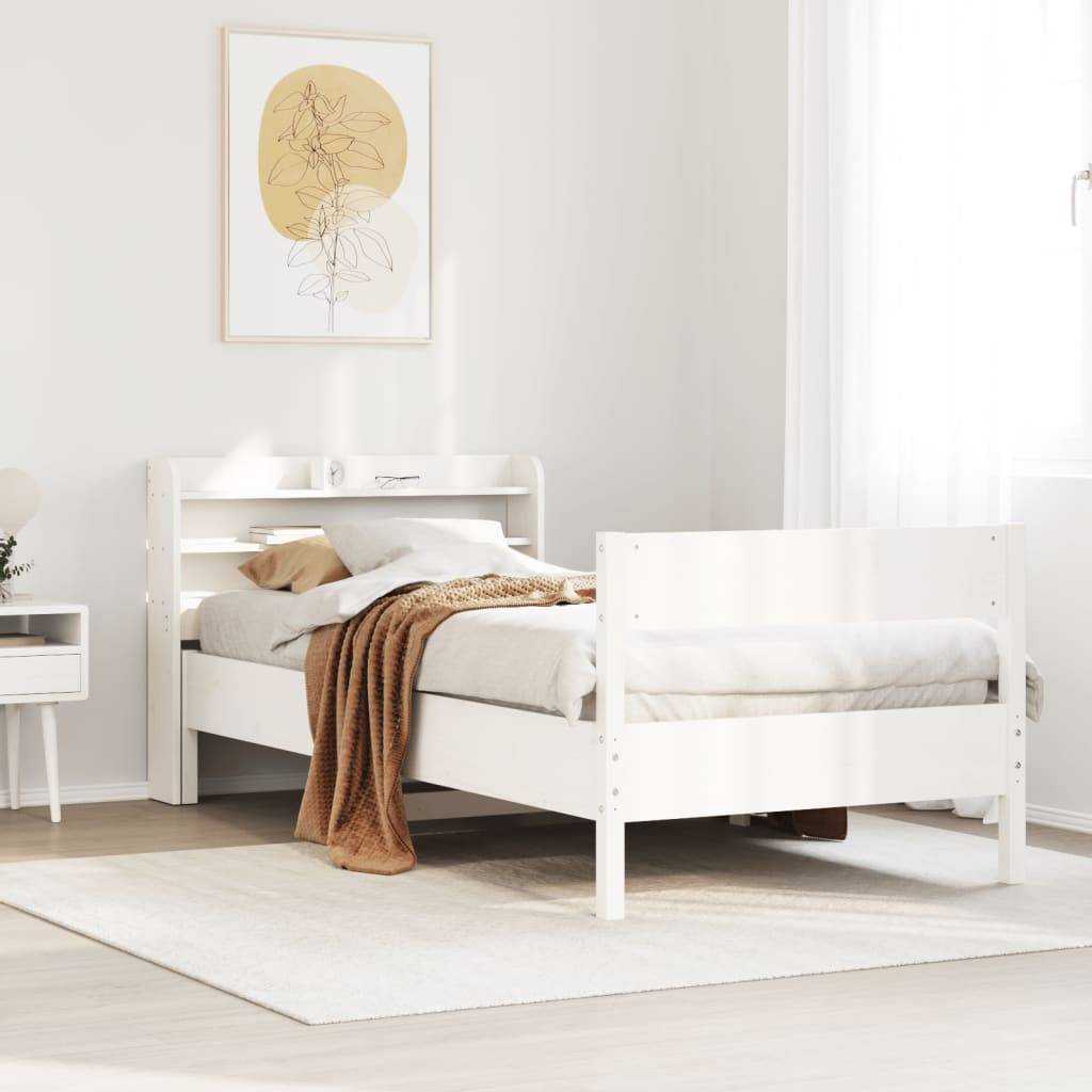 vidaXL Massivholzbett ohne Matratze Weiß 90x200 cm Kiefernholz