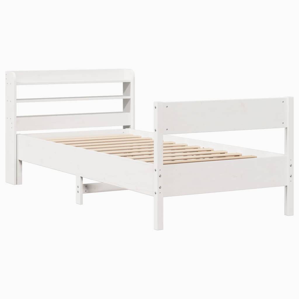 vidaXL Massivholzbett ohne Matratze Weiß 90x200 cm Kiefernholz