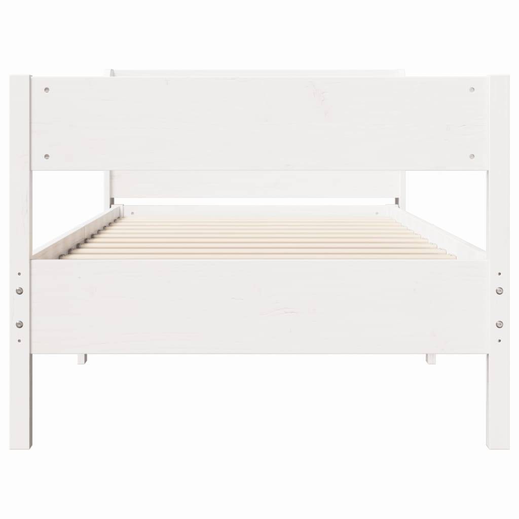 vidaXL Massivholzbett ohne Matratze Weiß 90x200 cm Kiefernholz
