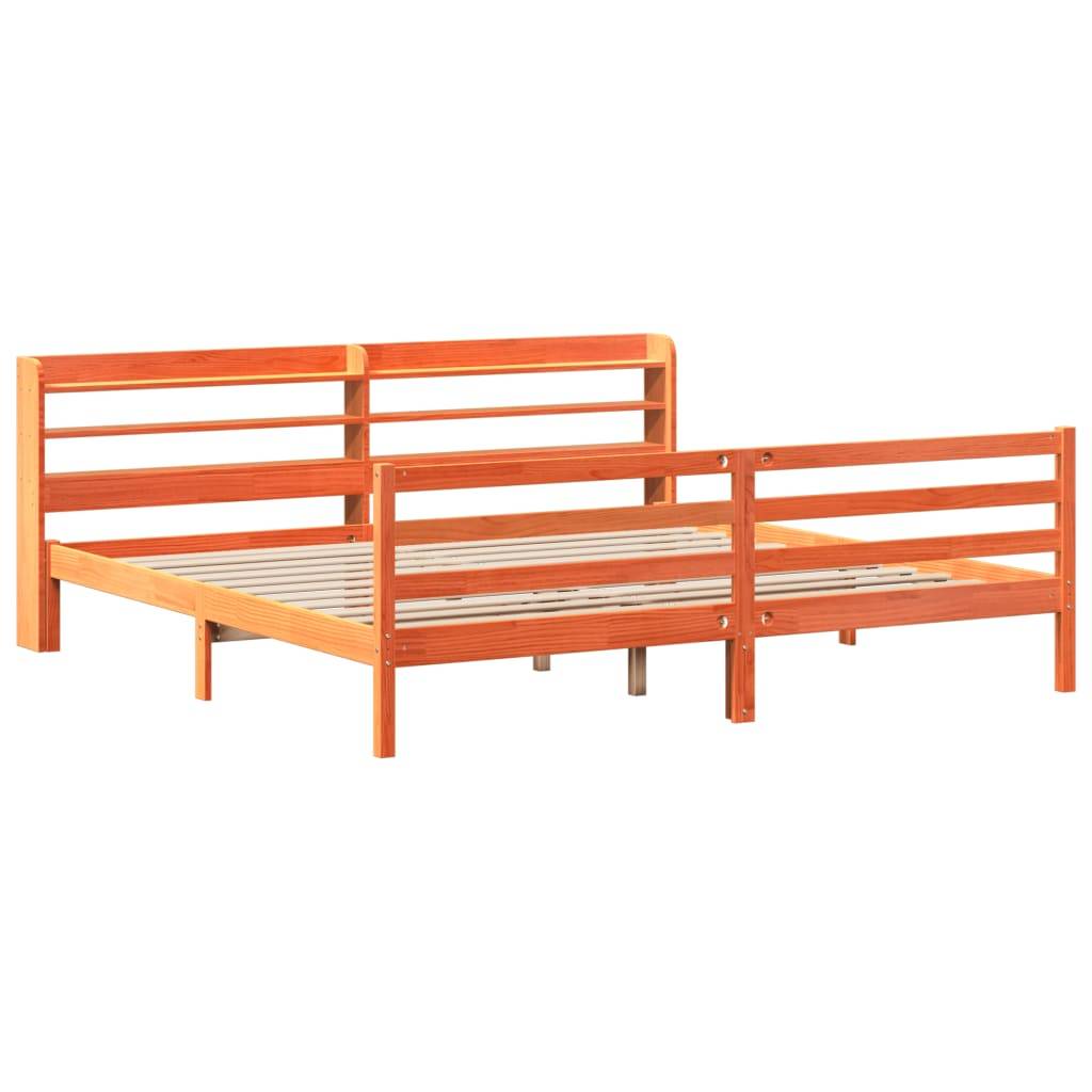 vidaXL Massivholzbett ohne Matratze Wachsbraun 200x200 Kiefernholz