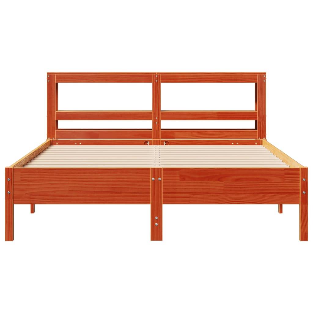 vidaXL Massivholzbett ohne Matratze Wachsbraun 140x190 cm Kiefernholz