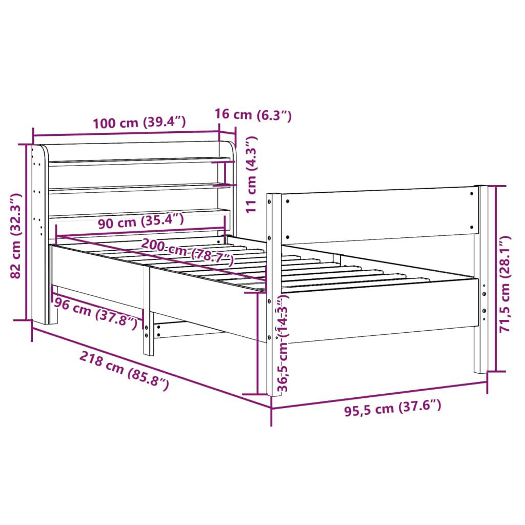 vidaXL Massivholzbett ohne Matratze Weiß 90x200 cm Kiefernholz