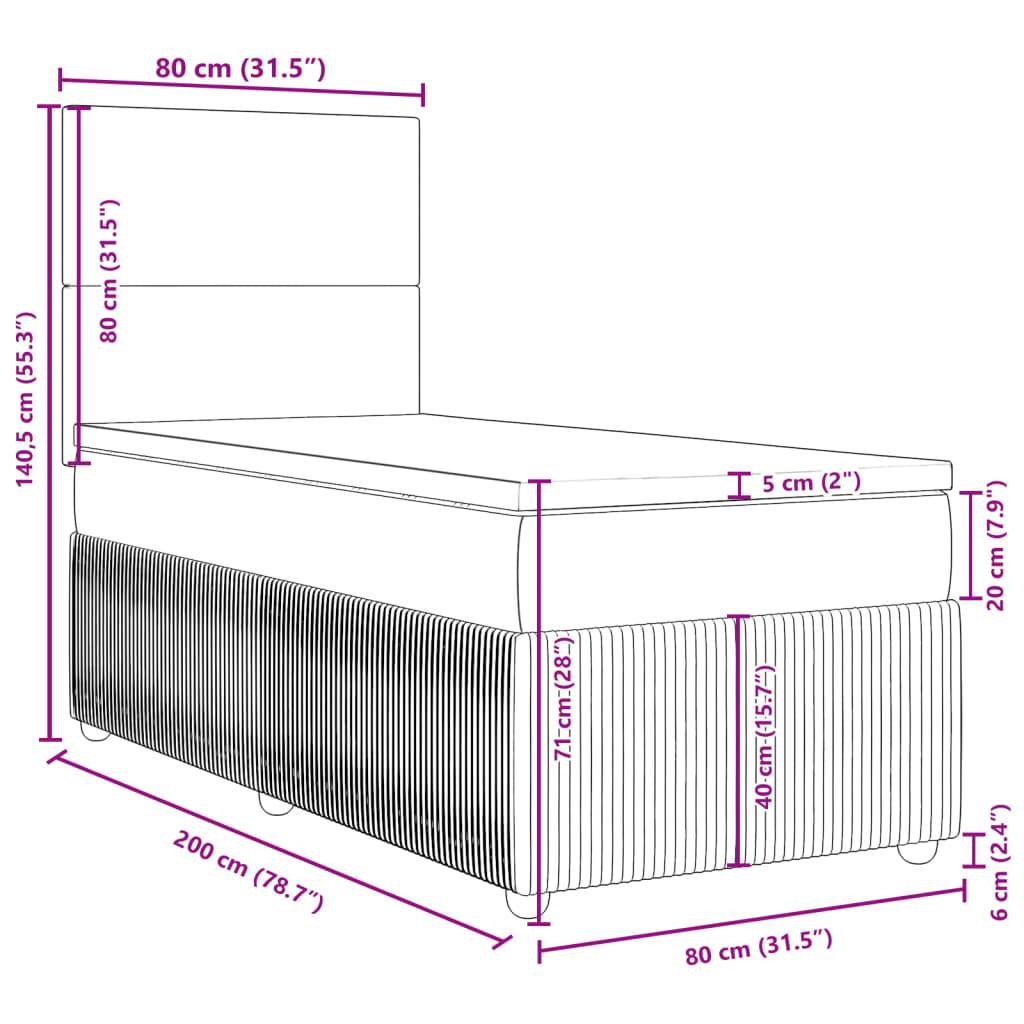 vidaXL Boxspringbett mit Matratze Rosa 80x200 cm Samt
