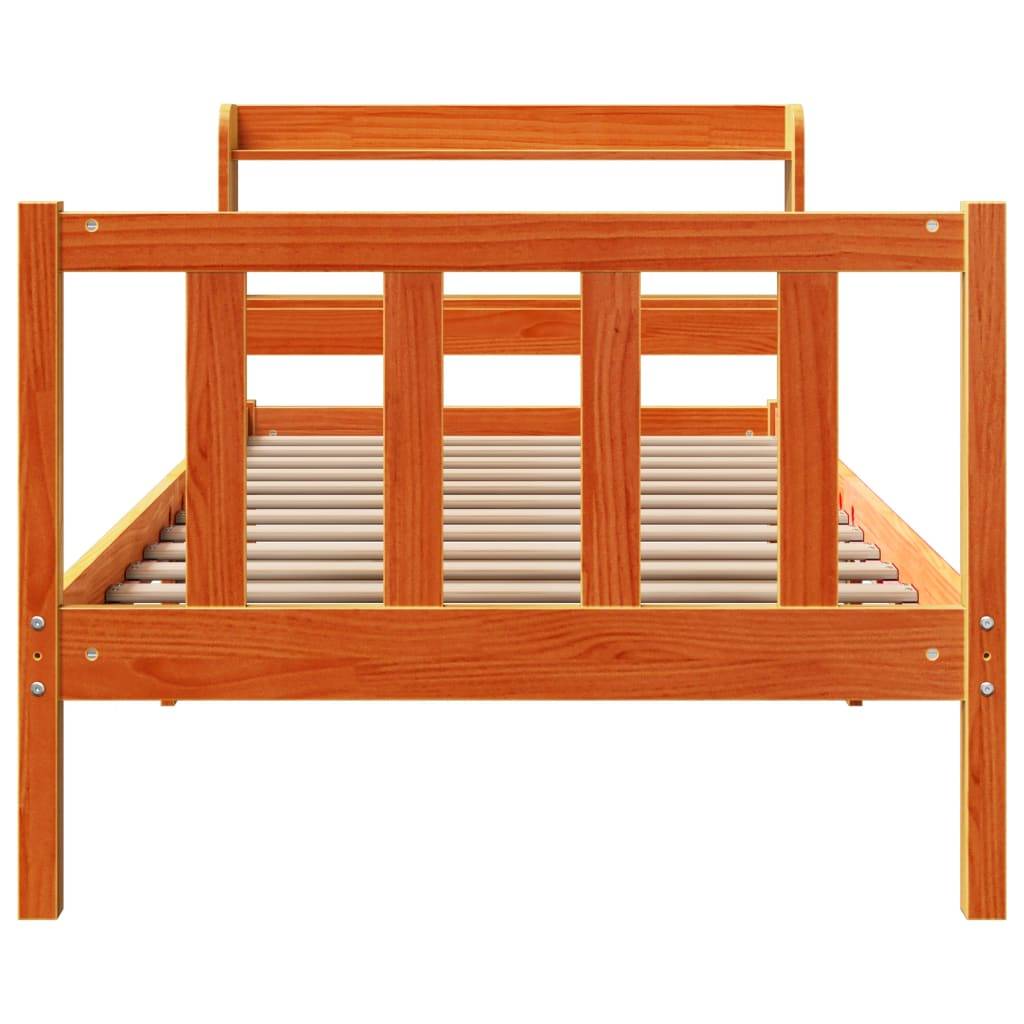 vidaXL Bettgestell mit Kopfteil ohne Matratze Wachsbraun 100x200 cm