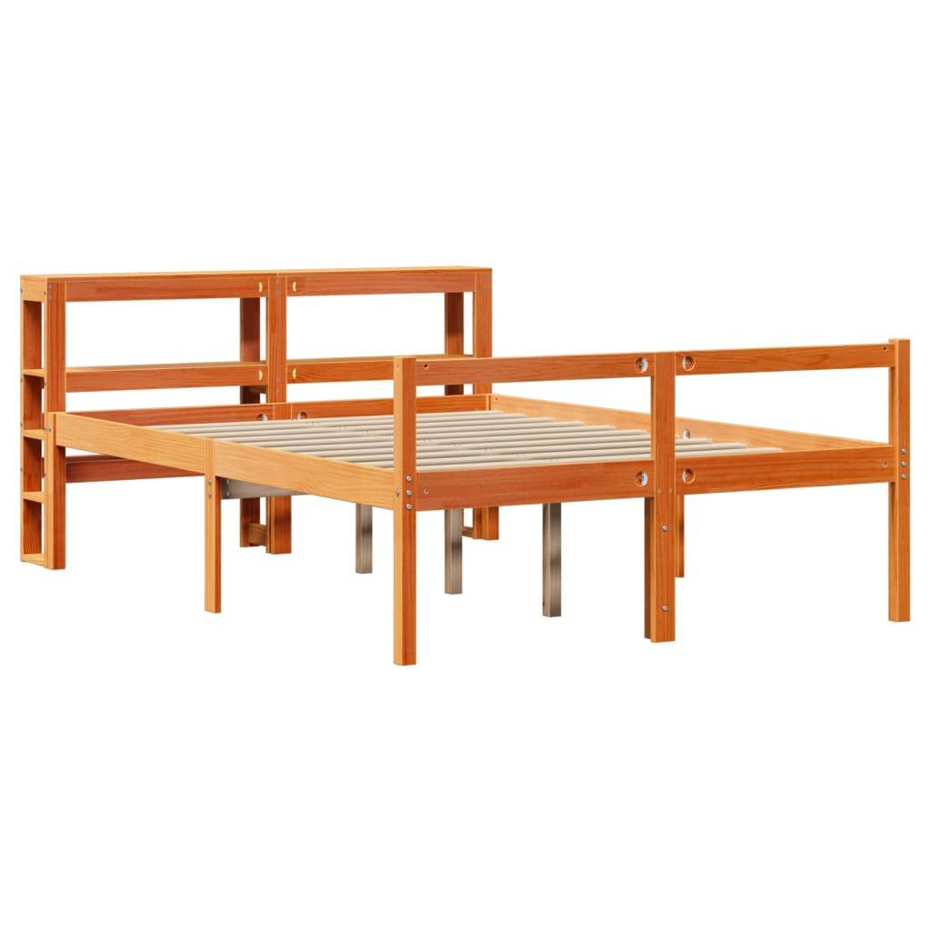 vidaXL Bettgestell mit Kopfteil ohne Matratze Wachsbraun 150x200 cm
