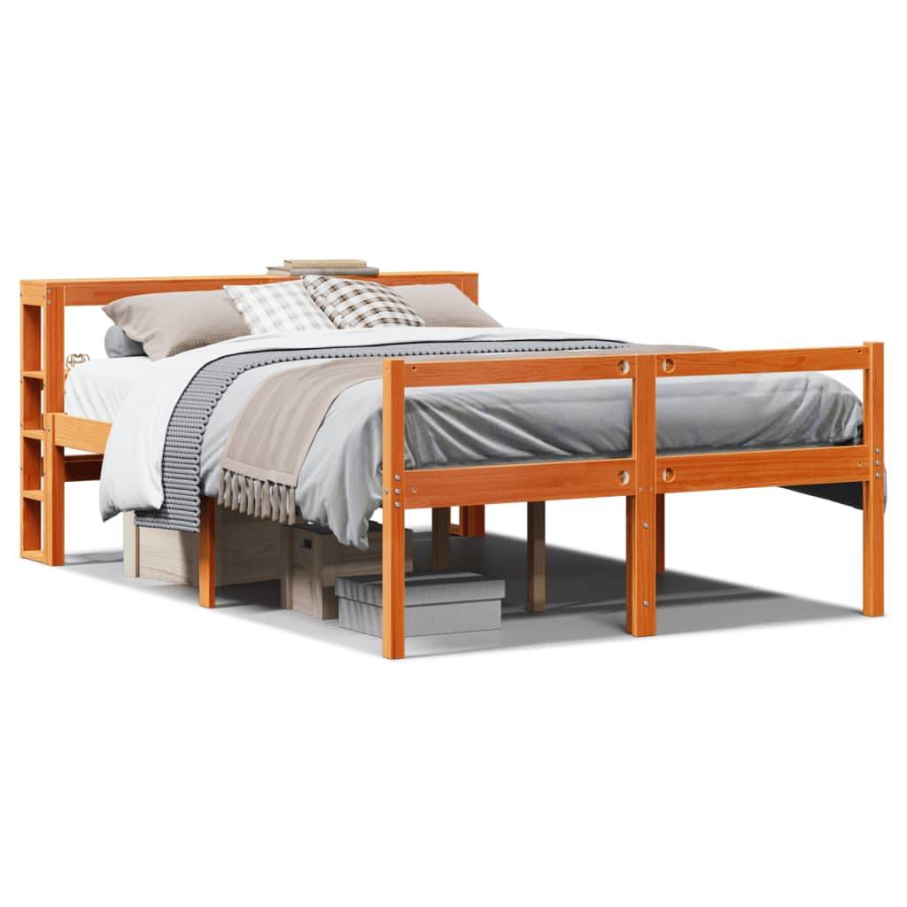 vidaXL Bettgestell mit Kopfteil ohne Matratze Wachsbraun 150x200 cm